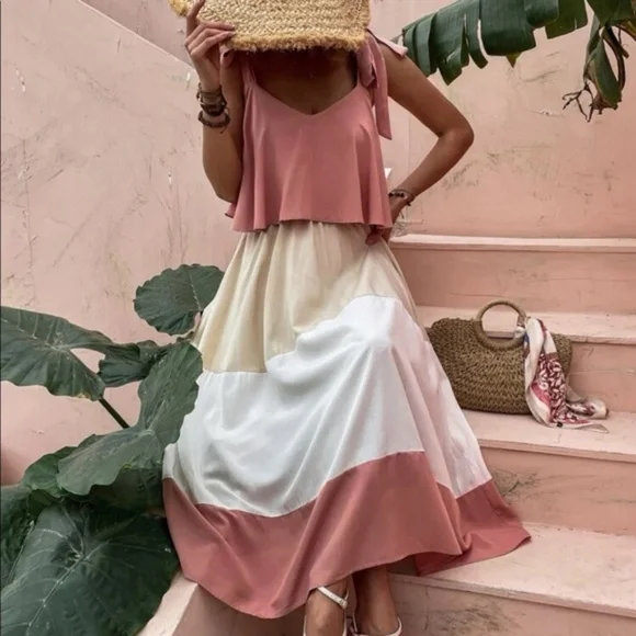 Bohemian Color Block Maxi Dress - Picture 5 of 12